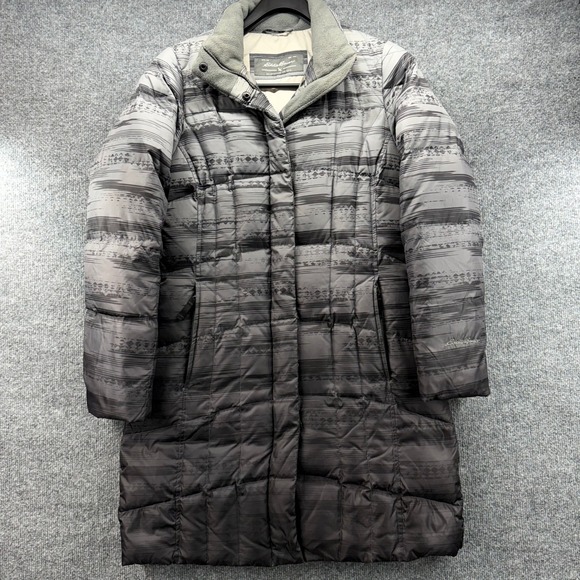 Eddie Bauer Jackets & Blazers - Eddie Bauer Puffer Coat Women Gray Geometric Print Full Zip Down‎ Filled
